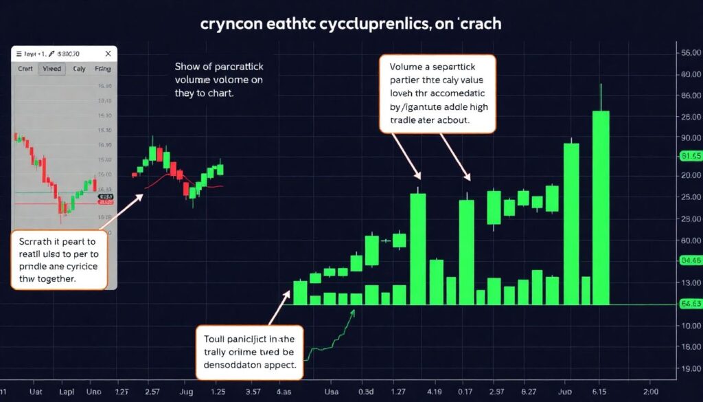 Графический анализ криптовалют: графики свечей и объёмов - иллюстрация